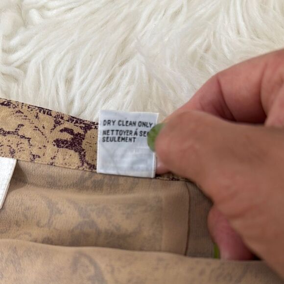 Talbots Elegant Brown Patterned Silk Midi Skirt Size 14 - Picture 8 of 11